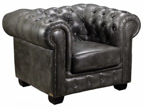 Πολυθρόνα CHESTERFIELD 689 Δέρμα Antique Grey 103x92x72cm