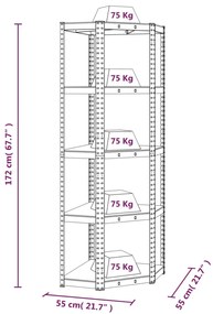 Ραφιέρα Γωνιακή 5 Επιπέδων Μπλε από Ατσάλι &amp; Επεξεργασμένο Ξύλο - Μπλε