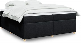 vidaXL Κρεβάτι Boxspring με Στρώμα Μαύρο 200x200 εκ. Υφασμάτινο