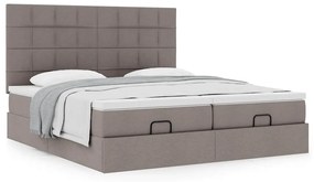 vidaXL Οθωμανικό κρεβάτι με στρώματα Taupe 200x200cm ύφασμα