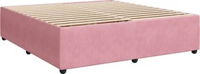 vidaXL Κρεβάτι Boxspring με Στρώμα Ροζ 200x200 εκ. Βελούδινο