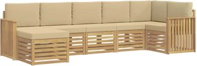 vidaXL Σειρά Καναπέ Εξωτερικού 7 pcs Λευκό και Μπεζ