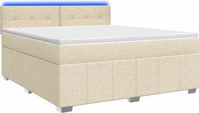 vidaXL Κρεβάτι box spring με στρώμα Κρεμ 140 x 200 cm Ύφασμα