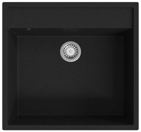 vidaXL Νεροχύτης με Οπή Υπερχείλισης Μαύρος Γρανιτένιος