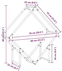 Ράφι για καυσόξυλα Ανθρακί 80x25x80 εκ. Ατσάλι ψυχρής έλασης - Ανθρακί