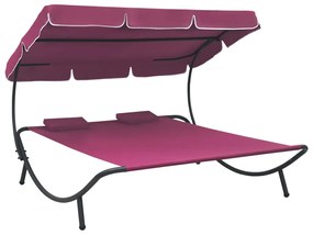 vidaXL Ξαπλώστρα - Κρεβάτι Διπλή Ροζ με Σκίαστρο και Μαξιλάρια