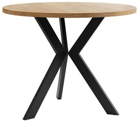 Τραπέζι Dearborn 106, Χρυσή βελανιδία, Μαύρο, 50cm, 14 kg, Πλαστικοποιημένη μοριοσανίδα, Μέταλλο | Epipla1.gr