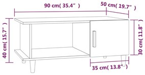 Τραπεζάκι Σαλονιού Καφέ Δρυς 90x50x40 εκ. Επεξεργασμένο Ξύλο - Καφέ