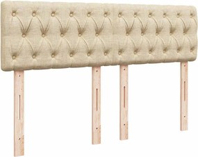 vidaXL Κρεβάτι Boxspring με Στρώμα Κρεμ 160x200 εκ. Υφασμάτινο