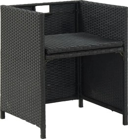 vidaXL Σετ Τραπεζαρίας Εξ. Χώρου 13 τεμ Μαύρο Συνθ. Ρατάν με Μαξιλάρια