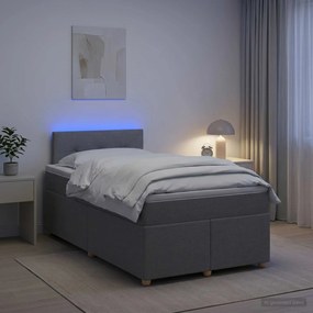 vidaXL Κρεβάτι box spring με στρώμα Ανοιχτό γκρι 120 x 190 cm Ύφασμα