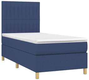 vidaXL Κρεβάτι Boxspring με Στρώμα &amp; LED Μπλε 80x200 εκ. Υφασμάτινο