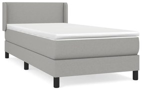 Κρεβάτι Boxspring με Στρώμα Ανοιχτό Γκρι 90x190 εκ. Υφασμάτινο - Γκρι