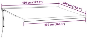 Τέντα Πτυσσόμενη Ανθρακί και Λευκή 4,5x3μ. Ύφασμα και Αλουμίνιο - Ανθρακί