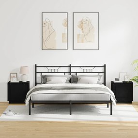 vidaXL Κομοδίνα με LED Φώτα 2 τμχ Μαύρο Δρυς 44x34,5x45 εκ