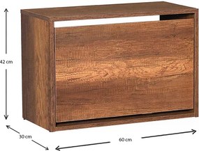 Παπουτσοθήκη 6 ζεύγων Step Megapap χρώμα καρυδί 60x30x42εκ.