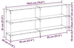 Τραπέζι Κονσόλα Επιφάνεια Μαύρο Γυαλί 194,5x30x81 εκ. Ατσάλι - Μαύρο