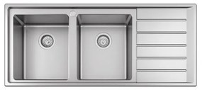Karag BL 658 Νεροχύτης Κουζίνας Διπλός Inox Σατινέ Ανοξείδωτο Ατσάλι 1160 x 500 mm