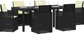 vidaXL Σέτ φαγητού για κήπο με μαξιλάρι 7 pcs Ανθρακί και Κρεμ PP