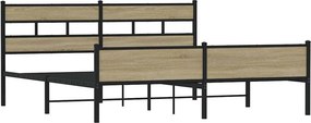 vidaXL Σκελετός Κρεβ. Χωρίς Στρώμα Sonoma Δρυς 180x200 εκ. Μεταλλικό