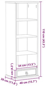 Έπιπλο για CD Corona 40x30x110 εκ. από Μασίφ Ξύλο Πεύκου - Καφέ