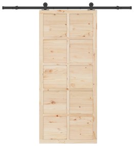 vidaXL Συρόμενη Πόρτα Καφέ 100 x 208 εκ. Μασίφ ξύλο πεύκου