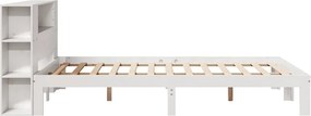 vidaXL Κρεβάτι Βιβλιοθήκη Χωρίς Στρώμα Λευκό 135x190 εκ Μασίφ Πεύκο