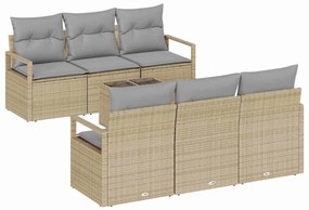 vidaXL Σετ Καναπέ Κήπου με μαξιλάρι 7 pcs Μπεζ, Γκρι 55 x 55 x 37 εκ