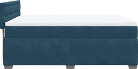 vidaXL Κρεβάτι Boxspring με Στρώμα Μπλε 160x200 εκ. Βελούδινο