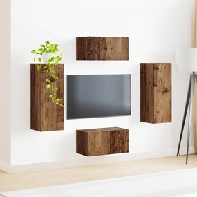 vidaXL Σετ επίπλου τηλεόρασης 2 τμχ. 30 x 31 x 80 εκ. Παλιό ξύλο