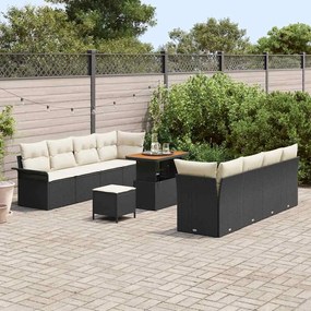 vidaXL Σετ Καναπέ Κήπου Ρυθμιζόμενο ύψος 11 pcs Μαύρο συνθετικό ρατάν