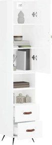 vidaXL Ντουλάπι Γυαλ. Λευκό 34,5 x 34 x 180 εκ. από Επεξεργασμένο Ξύλο