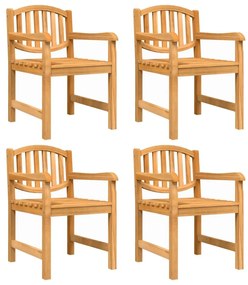 Καρέκλες Κήπου 4 τεμ. 58 x 59 x 88 εκ. από Μασίφ Ξύλο Teak - Καφέ