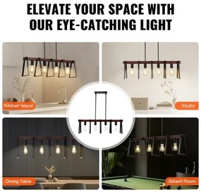 VEVOR 4-Light Kitchen Island Pendant Lights 60W Adjustable Dining Room Light E27