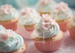 Intra Συλλεκτικό Ξύλινο Παζλ Plywood  4mm - Πολύχρωμα cupcakes με λουλουδάτα διακοσμητικά Σε Ξύλινο Κουτί - Διαστάσεις: 10x10 cm – 25 κομμάτια