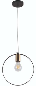 Φωτιστικό Οροφής Hoop 77-8174 1xE27 60W Brass-Black Homelighting Μέταλλο