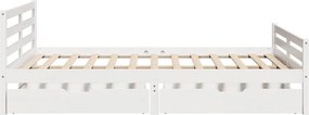 vidaXL Σκελετός Κρεβ. Χωρίς Στρώμα Λευκό 135x190 εκ Μασίφ Πεύκο