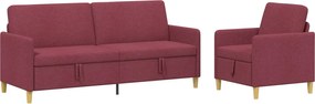 vidaXL Σαλονάκι Σετ Με Αποθηκευτικό Χώρο 2 pcs Κόκκινο Πολυεστέρας