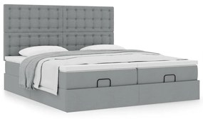 Οθωμανικό κρεβάτι με στρώματα ανοιχτό γκρι 200x200cm ύφασμα