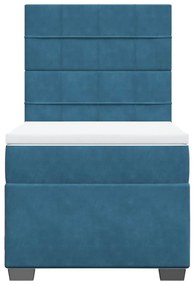 vidaXL Κρεβάτι Boxspring με Στρώμα Μπλε 80 x 200 εκ. Βελούδινο