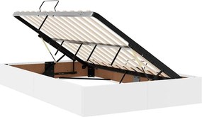 vidaXL Κρεβάτι με αποθηκευτικό χώρο και στρώμα 2 pcs Λευκό Δέρμα