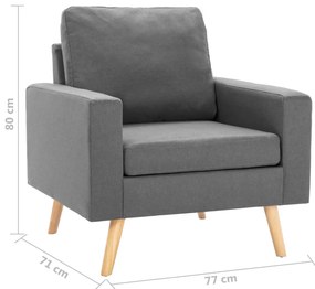 vidaXL Πολυθρόνα Ανοιχτό Γκρι Υφασμάτινη