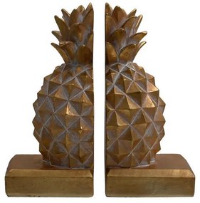 ΒΙΒΛΙΟΣΤΑΤΕΣ POLYRESIN Fylliana &quot;Ανανάς&quot; ΧΡΥΣΟ-ΛΕΥΚΟ ΧΡΩΜΑ 9x9x19εκ