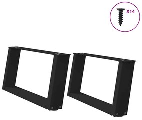 Πόδια Τραπεζιού Σαλονιού σε Σχήμα U 2 τεμ. Μαύρο 70x(30-31) εκ. Ατσάλι