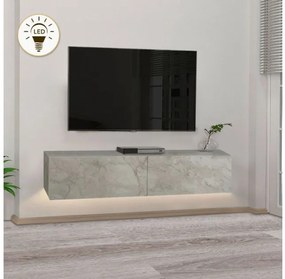 Έπιπλο τηλεόρασης επιτοίχιο Aristo Megapap με LED λευκό εφέ μαρμάρου 135x31,6x25εκ. GP042-0170,6-GP042-0170,6-Λευκό GP042-0170,6