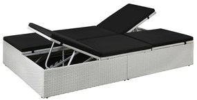 vidaXL Ξαπλώστρα Μαύρη από Συνθετικό Ρατάν με Μαξιλάρι