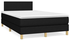 Κρεβάτι Boxspring με Στρώμα & LED Μαύρο 120x190 εκ. Υφασμάτινο