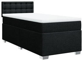 vidaXL Κρεβάτι Boxspring με Στρώμα Μαύρο 90x190 εκ.Υφασμάτινο