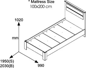 Κρεβάτι μονό OLYMPUS pakoworld σε χρώμα wenge 100x200εκ