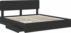 VidaXL Κρεβάτι Αποθήκης Μαύρο 200 x 200 cm Επεξεργασμένο Ξύλο